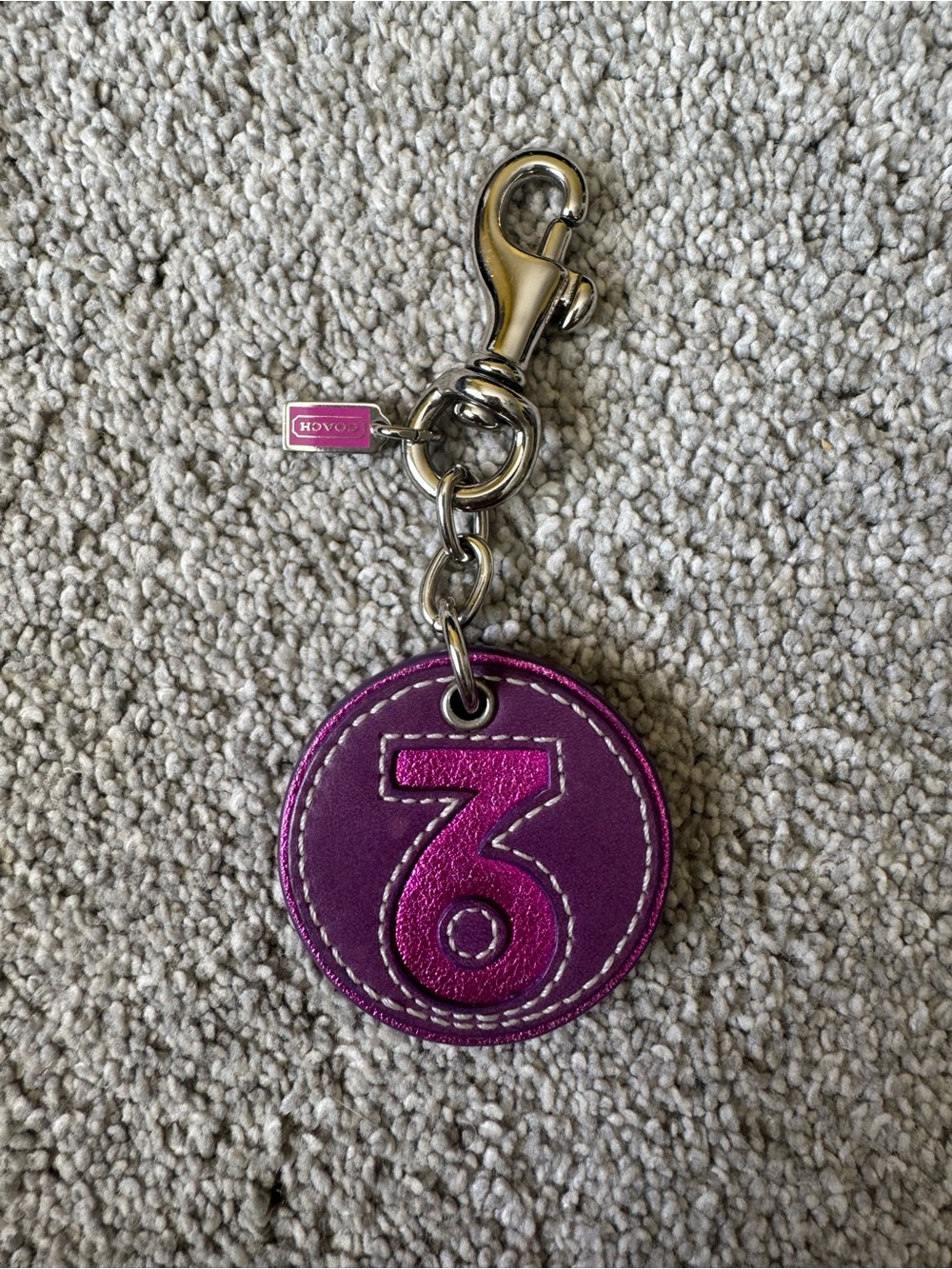 Coach Capricorn Purple Leather Key Charm with Metallic Pink- limited edition
